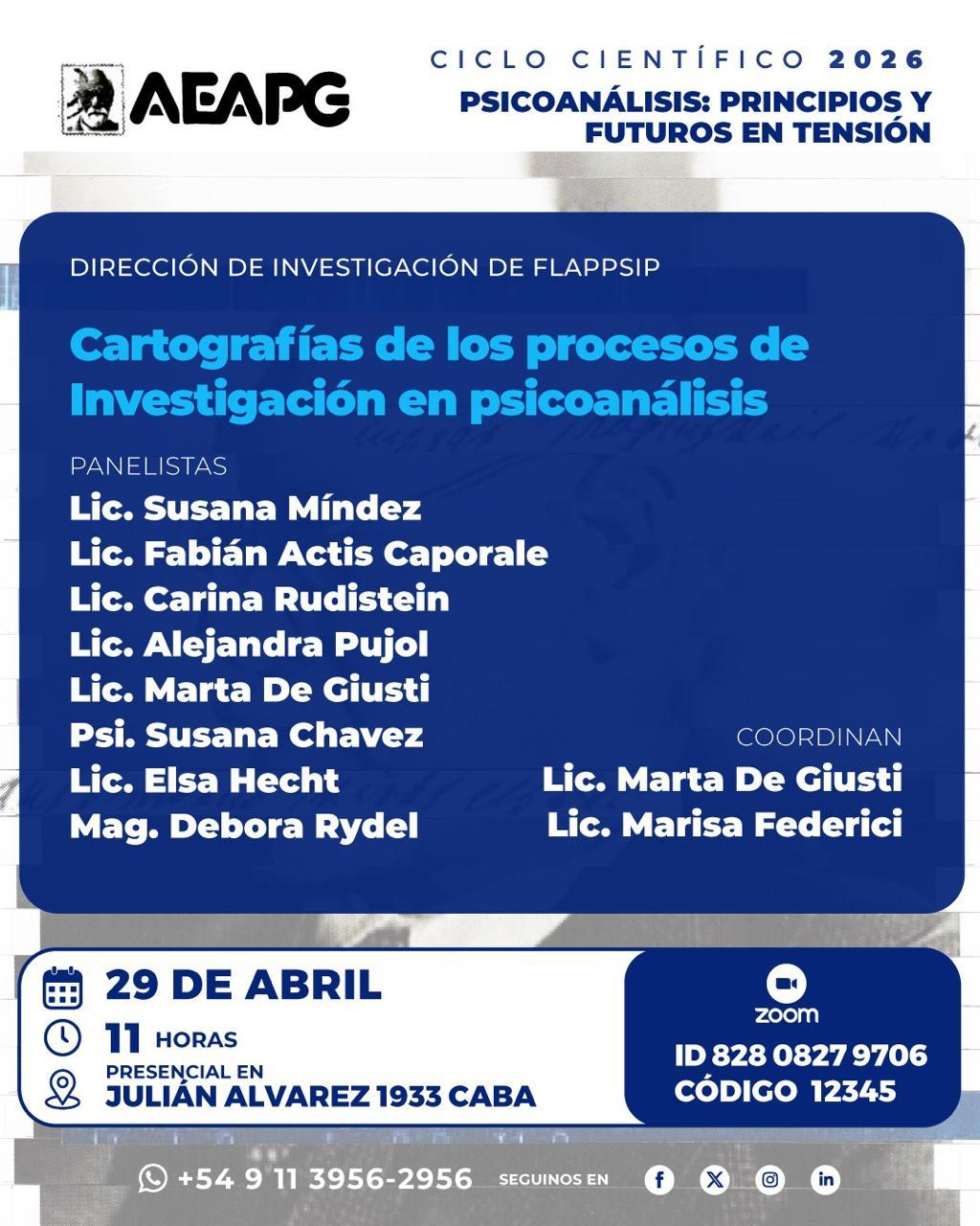 Cartaz do evento Cartografías de los procesos de Investigación en psicoanálisis
